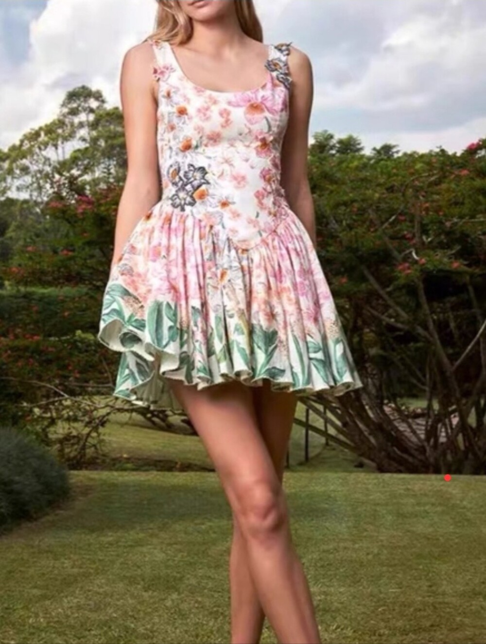 Agua by Agua Bendita Pluma Mini Dress in Jardinera